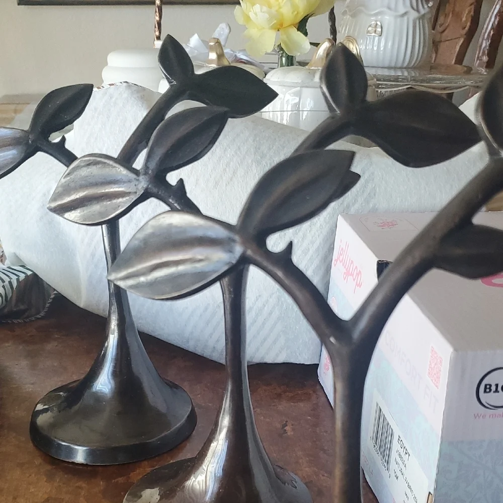 Pottery Barn Bronze Leaf Candle Holders